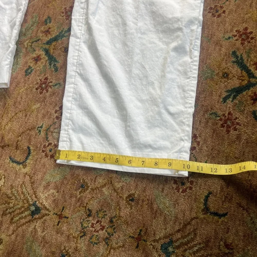 Banana Republic Linen Blend Pleated Wide Leg Pants White High Rise Coastal 6P